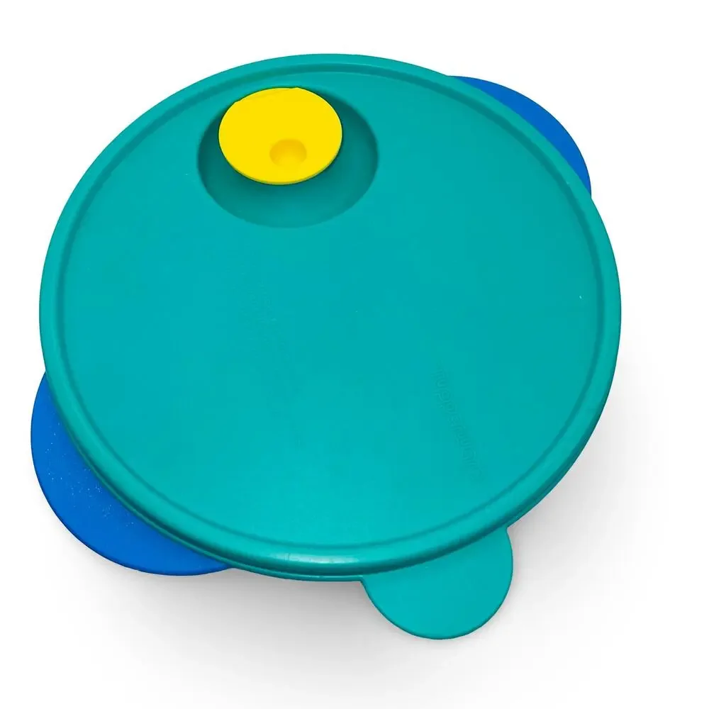 Tupperware CrystalWave Divided Bowl 3859A Blue Vent N Serve Lid 7373A USA Made